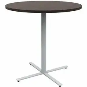 Safco Products SAF JN42RDX42CWN - Safco Jurni Bistro Table with Round Top - Round Top - Textured, Powder Coated Base - Modern Style - 42" Table Top Diameter - 42" Height - Cafeteria - Assembly Required - Columbian Walnut - Laminate Top Material - 1 Each