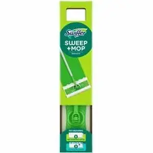 Procter & Gamble PGC 16519 - Swiffer Sweep and Mop Deluxe, 2-in-1 Floor Mopping and Sweeping Kit - Heavy Duty, Durable - Green - 1 Each