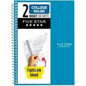 Acco Brands MEA 840029 - Mead College Ruled Notebook - 2 Subject(s) - 80 Sheets - Wire Bound - Ruled Margin - AssortedPlastic, Poly Cover - Durable, Water Resistant, Reinforced, Tear Resistant, Pocket Divider, Ink Resistant, Flexible Cover, Perforated, Easy Tear, Spiral Lock, Snag Resistant, ... - 1 Each