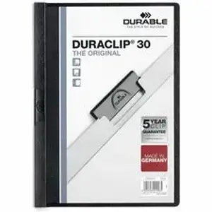 Durable Office Products DBL 220301BX - DURACLIP Letter Report Cover with Fastener - 30 Sheets Capacity - Clip Fastener(s) - Vinyl, Plastic, Unplasticized Polyvinyl Chloride (uPVC) - Black, Transparent - Sturdy - 0% Recycled - 25 / Box