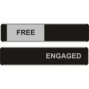 Stewart Superior SSC OF135 - Sliding Information Sign - 1 / Pack - Free/Engaged Print/Message - 8.9" Width x 2" Height - Rectangular Shape - Door - Self-adhesive - Office - Aluminum, Polyvinyl Chloride (PVC) - Black, Silver