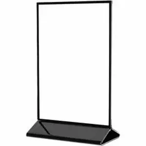 Deflecto DEF 4429 - Double-Sided Sign Holder w/Base - Portrait, Vertical - 8" Height x 5.3" Width x 2.4" Depth - Plastic, Polystyrene - Clear, Black - Top Loading, Side-loading, Sturdy, Double-sided - 1 Each