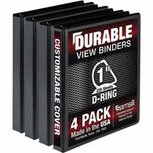 Samsill SAM MP46430 - Ring Binder - Letter - 8 1/2" x 11" Sheet Size - 1" Ring - Fastener(s): 3 x D-Ring - Pocket(s): 2, Internal - Black - Durable, Clear Overlay, Non-stick, Transfer Safe, Copy Safe, Wear Resistant, Tear Resistant - 4 Pack