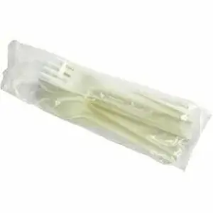Vegware Ltd VEG VWKFSWN - Vegware Compostable Cutlery Kits - Cutlery Set - Spoon - Fork - Knife - Matte - Crystallized Polylactic Acid (CPLA) - White - 250 / Carton