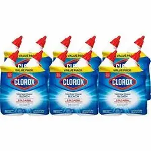 Clorox CLO 30924CT - Toilet Bowl Cleaner with Bleach - For Toilet, Toilet Bowl - 24 fl oz (0.8 quart) - Rain Clean Scent - Recommended For: Stain Remover, Odor Remover, Bacteria Remover, Germs Remover, Mold Remover, Mildew Remover - Deodorize, Disinfectant, Phosphorous-free - Blue - 6 / Carton