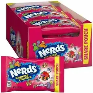 Green Rabbit GRR 22002360 - Nerds Gummy Clusters Rainbow - Strawberry, Grape, Orange, Lemon - 3 oz - 12 /Bag - 1 / Carton