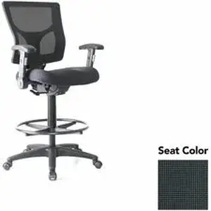 Lorell LLR 6202135 - Conjure Office Stool - Expo Tuexdo Polyurethane Foam Seat - Mesh Back - Armrest - 1 Each