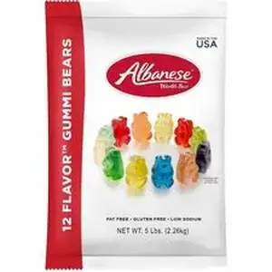 Albanese Confectionery Group Inc GRR 20600001 - Albanese Confectionery Sweets Snack Boxes - Blue Raspberry, Cherry, Grape, Lemon, Lime, Mango, Orange, Pineapple, Strawberry, Watermelon, Granny Smith Apple, ... - Gluten-free - 5 lb Pouch - 1 Carton