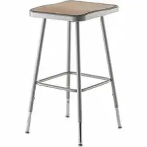 National Public Seating Corp. NPS 6324H - National Public Seating 6300 Series Heavy-Duty Square-Seat Stools - Masonite Seat Material - Gray Frame Color - Steel Frame Material - Four-legged Base - Gray - 1 Each