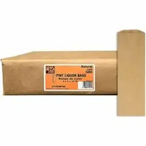 Ajm Packaging Corp. AJM LP35NP5CES - AJM Pint-Size Liquor Bags - Natural Kraft - Paper - Bottle, Supplies - Recycled - 500 / Carton