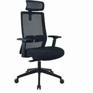 Norstar Office Products Inc BOP 6036HR - Boss Mesh Chair with Headrest - Molded Foam Seat Material - Mesh Back Material - 5-star Base - Black - Mesh, Fabric - Armrest - 1 Each