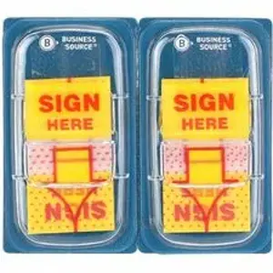 Business Source BSN 99007CT - Flag - SIGN HERE - Yellow - 48 /