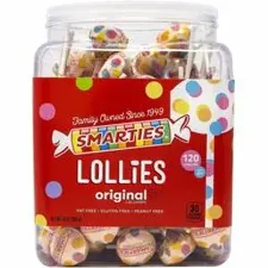 Green Rabbit GRR 20900013 - Smarties Lollies - Individually Wrapped - 2.12 lb - 120 /Bag - 1 / Carton