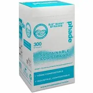 Wincup WCP 511180CT - Phade Compostable Straws - 8.5" Length - Polyhydroxyalkanoate (PHA) - Caribbean Blue - 300 Straws/Box - 4 / Carton