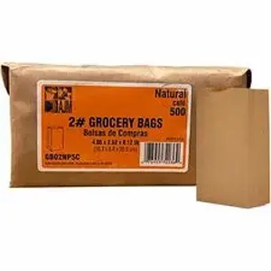 Ajm Packaging Corp. AJM GB02NP5CES - AJM Paper Grocery Bags - 2.40" Length x 4.30" Width - Brown - Paper - Grocery, Supplies - Recycled - 1 Pack