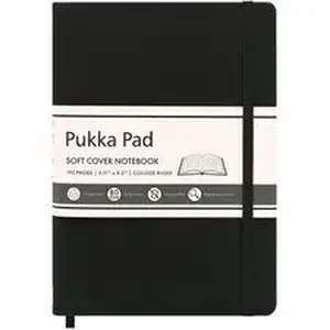 Pukka Pads 2000, Ltd PKP 9940SIG - Pukka Pads Signature Notebook - 1 Subject(s) - 96 Sheets - 192 Pages - Casebound/Sewn - College Ruled Front Ruling - Ruled Margin - 80 g/m² Grammage - 5 7/64" x 8 1/5" Sheet Size - Cream Paper - Black Vegan Leather Cover - Soft Cover, Note Section, Undated, Pocket, Acid-free Paper, Expandable Pocket, Elastic Closure - 1 Each