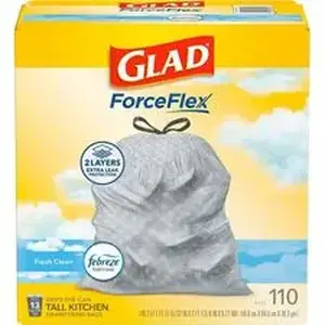 Clorox CLO 78563CT - Glad OdorShield 13-gallon Trash Bags - Fresh Clean with Febreze Freshness - 13 gal Capacity10.19" Width x 15.56" Depth - Drawstring Closure - White - Garbage, Kitchen, Office, School, Multipurpose - 3 / Carton