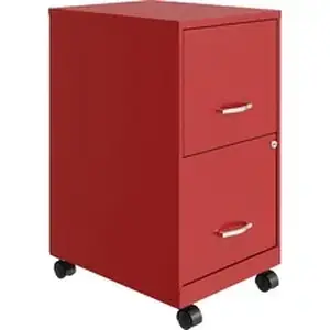 Nusparc NPR VF218AMRD - Mobile File Cabinet - 14.2" Width x 18" Depth x 26.5" Height for File - Letter - Mobility, Locking Drawer, Glide Suspension, 3/4 Drawer Extension, Cam Lock, Nonporous Surface - Red - Painted Steel, Steel - Recycled - Assembly Required
