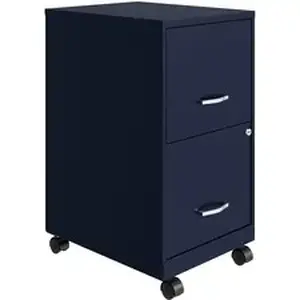 Nusparc NPR VF218AMNY - Mobile File Cabinet - 14.2" Width x 18" Depth x 26.5" Height for File - Letter - Mobility, Locking Drawer, Glide Suspension, 3/4 Drawer Extension, Cam Lock, Nonporous Surface - Blue - Painted Steel, Steel - Recycled - Assembly Required