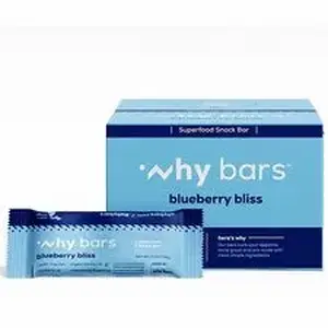 Why Bars WHY WB6 - Superfood Protein Snack Bars - Gluten-free, Dairy-free, Soy-free, Non-GMO, Individually Wrapped - Blueberry Bliss - 2.04 oz - 12 / Pack