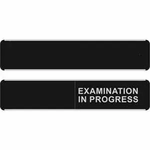 Stewart Superior SSC BA111 - Seco Door Signs - 1 / Each - EXAMINATION IN PROGRESS Print/Message - 10" Width x 2" Height - Door-mountable - Self-adhesive - Display, Meeting, Room - Aluminum, Polyvinyl Chloride (PVC) - Multicolor