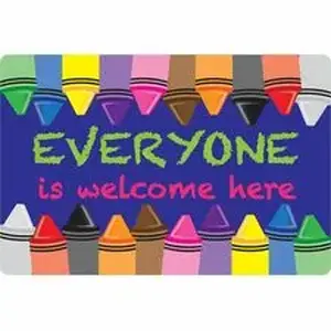 Ashley Productions Inc ASH 91502 - Ashley Smart Poly Fun Welcome Mat - Classroom, Floor, Student - 15.50" Length x 23.50" Width - Everyone is Welcome Here, Crayons - Multicolor - 1Each