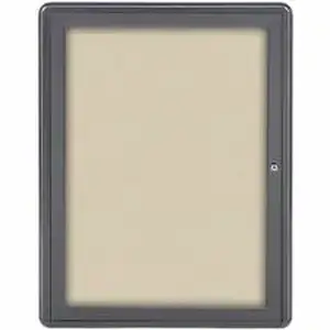 Ghent Manufacturing, Inc GHE OVG1F90 - Ghent Ovation Enclosed Bulletin Board - 26" Height x 36" Width - Beige Fabric Surface - Gray Aluminum Frame - 1 Each