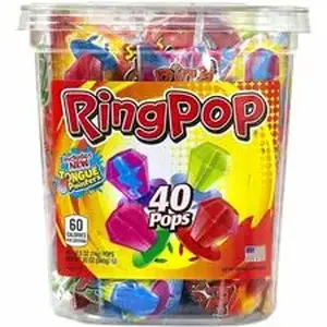 Green Rabbit GRR 22000013 - Ring Pop Lollipops Variety Pack - Cherry, Blue Raspberry, Berry Blast, Watermelon, Strawberry, Twisted Blue Raspberry Watermelon - Individually Wrapped - 0.50 oz - 40 /Pack - 1 / Carton