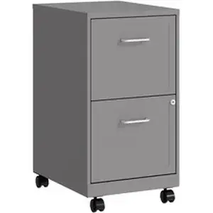 Nusparc NPR VF218AMSR - Mobile File Cabinet - 14.2" Width x 18" Depth x 26.5" Height for File - Letter - Mobility, Locking Drawer, Glide Suspension, 3/4 Drawer Extension, Cam Lock, Nonporous Surface - Silver - Painted Steel, Steel - Recycled