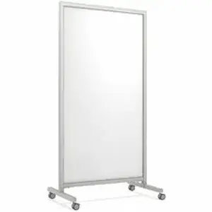 Ghent Manufacturing, Inc GHE EZ1MA7538WH - Ghent EZ Mobile Glassboard - 36" (3 ft) Width x 72" (6 ft) Height - White Glass Surface - Gray Satin Aluminum, Silver Frame - Magnetic - Durable, Casters, Ghost Resistant, Stain Resistant, Heavy Duty, Locking Casters, Magnetic, Double-sided - Assembly Required - 1 Each