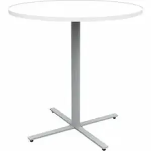 Safco Products SAF JN42RDX42DWT - Safco Jurni Bistro Table with Round Top - Round Top - Textured, Powder Coated Base - Modern Style - 42" Table Top Diameter - 42" Height - Cafeteria - Assembly Required - Designer White - Laminate Top Material - 1 Each