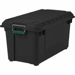 Iris IRS 296005 - Remington Heavy-Duty Storage Container - External Dimensions: 30" Length x 16" Width x 15.3" Height - 75 lb - 20.50 gal - Lid, Buckle Latch Closure - Heavy Duty - Stackable - Polypropylene, Metal, Plastic - Black, Green - For Clothes, Document, Food Storage, Hunting, Gear, Camping Equipment, Tool, Large Parts, Home, Garage - 1 Each