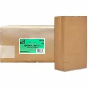 Ajm Packaging Corp. AJM GBN112G5CHDE - AJM Squat Paper Grocery Bags - Natural Kraft - Paper - Grocery, Supplies - 500 / Carton