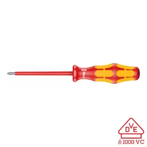 Wera 05006160001 - VDE Insulated Screwdriver: Pozidriv PZ# 0 x 80mm without LaserTip