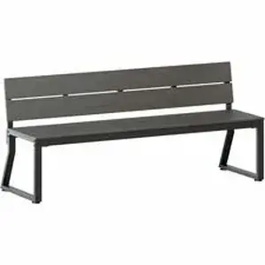 Lorell LLR 42671 - Faux Wood Outdoor Bench - Material: Faux Wood, Polystyrene - Finish: Gray - Backrest, Easy to Clean, Sturdy - For Outdoor