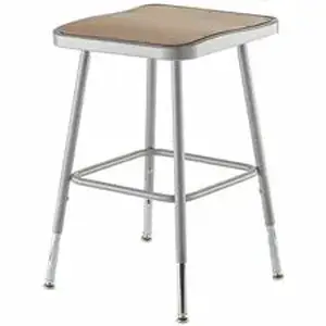 National Public Seating Corp. NPS 6318H - National Public Seating 6300 Series Heavy-Duty Square-Seat Stools - Masonite Seat Material - Gray Frame Color - Steel Frame Material - Four-legged Base - Gray - 1 Each