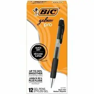 Bic BIC RPGL11BLK - Gelocity Pro Gel Pen - 0.7 mm Medium Pen Point - Retractable - Black Ink - Gel-based - Round Barrel - 12 / Pack