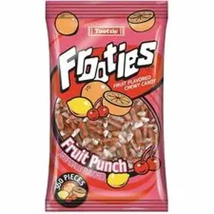 Green Rabbit GRR 20900089 - Frooties Chewy Fruit Candies - Fruit Punch - Individually Wrapped - 360 Pieces/Bag - 1 / Carton