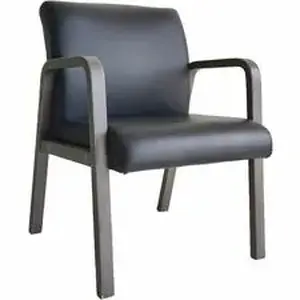 Lorell LLR 40213 - Solid Wood Frame Guest Chair - Solid Wood Frame Material - Four-legged Base - Black, Weathered Charcoal - Bonded Leather - Armrest - 1 Each