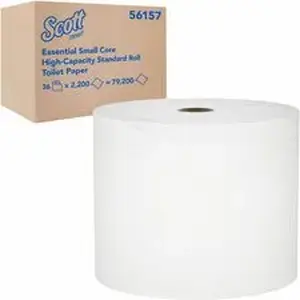Kimberly Clark KCC 56157 - Scott Essential Small Core Toilet Paper - 1 Ply - 2200 Sheets/Roll - White - 36 / Carton