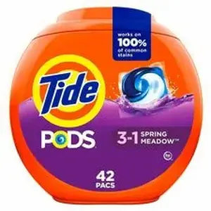 Procter & Gamble PGC 00992 - Tide Pods Laundry Detergent - For Laundry, Washing Machine, Clothes - Concentrate - Pod - Spring Meadow Scent - Recommended For: Stain Remover, Odor Remover - Deodorize - Orange - 42 / Pack
