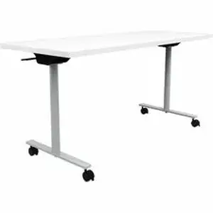 Safco Products SAF JN7224FPDWT - Safco Jurni Flip Table with Casters - Laminated Top - Powder Coated T-shaped Base - 72" Table Top Width x 24" Table Top Depth x 1.10" Table Top Thickness - 29" Height - Classroom, Training Room - Assembly Required - Designer White - Laminate Top Material - 1 Each