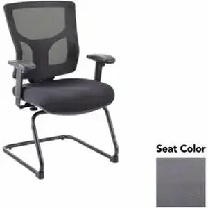 Lorell LLR 62009101 - Conjure Sled Base Guest Chair - Canyon Carbon Polyurethane Foam Seat - Mesh Back - Mid Back - Cantilever, Sled Base - Armrest - 1 Each