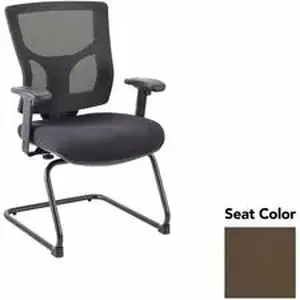Lorell LLR 6200941 - Conjure Sled Base Guest Chair - Forte Fudge Polyurethane Foam Seat - Mesh Back - Mid Back - Cantilever, Sled Base - Armrest - 1 Each