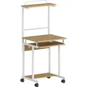 Nusparc NPR WS100AMME - Mobile Computer Workstation w/Keybrd Tray - Maple, White Top - 110 lb Capacity - 23.60" Table Top Width x 20.60" Table Top Depth - 53.50" Height - Assembly Required - Medium Density Fiberboard (MDF) Top Material - 1 Each