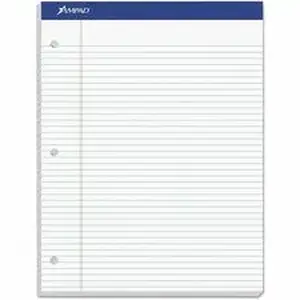 Tops Business Forms TOP 20346EA - TOPS Narrow Ruled Double Sheet Writing Pads - 100 Sheets - 0.25" Ruled - Narrow Ruled Margin - 3 Hole(s) - 15 lb Basis Weight - Letter - White Paper - Perforated, Easy Tear, Stiff, Double Sided Sheet - 1 Each