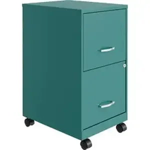 Nusparc NPR VF218AMTL - Mobile File Cabinet - 14.2" Width x 18" Depth x 26.5" Height for File - Letter - Mobility, Locking Drawer, Glide Suspension, 3/4 Drawer Extension, Cam Lock, Nonporous Surface - Teal - Painted Steel, Steel - Recycled