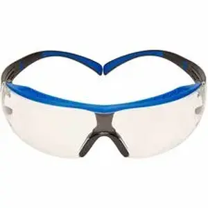 3m MMM SF401XSGAFBL - SecureFit Protective Eyewear - Eye, Fog, Impact, UVA, UVB, Debris, UVC Protection - Polycarbonate - Blue, Gray - Clear Lens - Anti-fog, Impact Resistant, Self Adjustable, Snug Fit, Removable, Comfortable