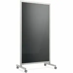Ghent Manufacturing, Inc GHE EZ1MA7538BK - Ghent EZ Mobile Glassboard - 36" (3 ft) Width x 72" (6 ft) Height - Black Glass Surface - Gray Aluminum, Silver Frame - Magnetic - Durable, Casters, Easy to Clean, Ghost Resistant, Stain Resistant, Heavy Duty, Locking Casters, Magnetic, Double-sided - Assembly Required - 1 Each