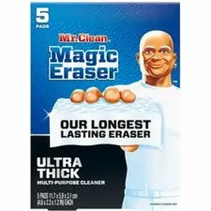Procter & Gamble PGC 12413CT - Mr. Clean Magic Eraser Sponge, All Purpose Cleaner, Ultra Thick - For Multi Surface, Multipurpose - Sponge - Recommended For: Grime Remover, Soap Scum Remover, Grease Remover, Dirt Remover, Scuff Mark Remover, Permanent Marker Remover, Stain Remover, Water Mark Remover - Heavy Duty, Built-In Scrubber, Strong - White - 2 / Carton